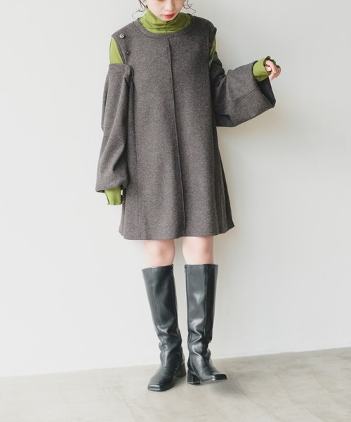 Kastane（カスタネ）の「【マルチウェイ】スリットボレロSET（カーディガン/ボレロ・レディース・アイボリー/グリーン/チャコールグレー・FREE）」の21枚目の写真