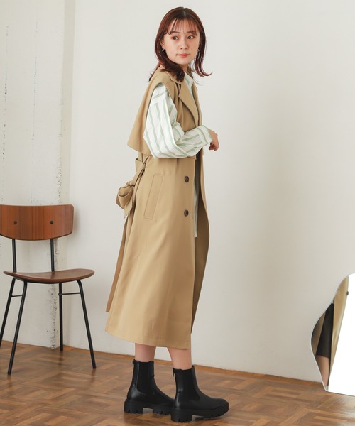 SENSE OF PLACE by URBAN RESEARCH（センスオブプレイスバイアーバンリサーチ）の「2wayトレンチコート（トレンチコート・レディース・ネイビー/ベージュ・ONE）」の6枚目の写真