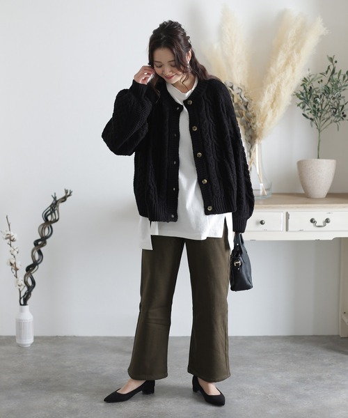 ElegChic(エレグシック)の「ケーブルドルマンカーディガン(カーディガン/ボレロ・レディース・モカ/ブラック・L/4L/XXL)」の15枚目の写真