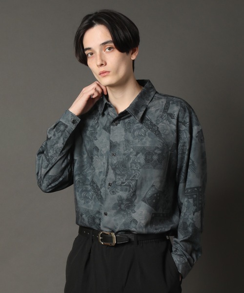 CORPUS SELECT(コーパストーキョー)の「Georgette Pattern Print Oversized Regular Collar Shirt/ジョーゼット レギュラーカラー ビックシルエット総柄とろみシャツ(シャツ/ブラウス・メンズ・ホワイト系その他/ブラック系その他/グレー系その他/ブラウン系その他/ベージュ系その他/ブルー系その他/キャメル/ホワイト系その他2/ブラック系その他2/ブラック系その他3/ブラック系その他4/ブラウン系その他2/ブラウン系その他3/ブラウン系その他4/ブルー系その他2/ブルー系その他3・M/L)」の8枚目の写真