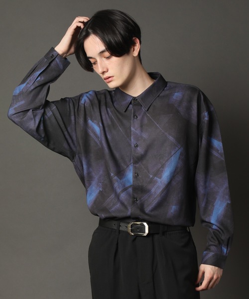 CORPUS SELECT(コーパストーキョー)の「Georgette Pattern Print Oversized Regular Collar Shirt/ジョーゼット レギュラーカラー ビックシルエット総柄とろみシャツ(シャツ/ブラウス・メンズ・ホワイト系その他/ブラック系その他/グレー系その他/ブラウン系その他/ベージュ系その他/ブルー系その他/キャメル/ホワイト系その他2/ブラック系その他2/ブラック系その他3/ブラック系その他4/ブラウン系その他2/ブラウン系その他3/ブラウン系その他4/ブルー系その他2/ブルー系その他3・M/L)」の13枚目の写真