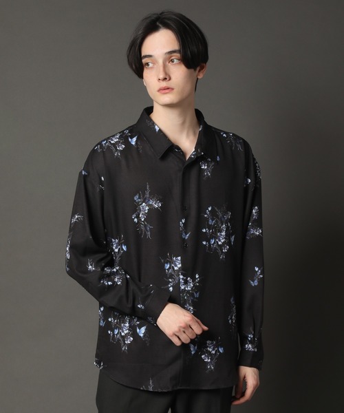 CORPUS SELECT(コーパストーキョー)の「Georgette Pattern Print Oversized Regular Collar Shirt/ジョーゼット レギュラーカラー ビックシルエット総柄とろみシャツ(シャツ/ブラウス・メンズ・ホワイト系その他/ブラック系その他/グレー系その他/ブラウン系その他/ベージュ系その他/ブルー系その他/キャメル/ホワイト系その他2/ブラック系その他2/ブラック系その他3/ブラック系その他4/ブラウン系その他2/ブラウン系その他3/ブラウン系その他4/ブルー系その他2/ブルー系その他3・M/L)」の7枚目の写真