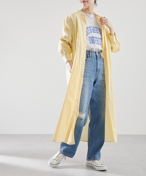 CIAOPANIC TYPY（チャオパニックティピー）の「シャンブレーヨーク切替シャツワンピース（シャツワンピース・レディース・ホワイト/ブルー/オレンジ/イエロー・ONE SIZE）」の3枚目の写真