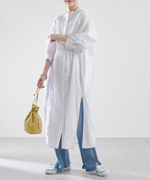 CIAOPANIC TYPY（チャオパニックティピー）の「シャンブレーヨーク切替シャツワンピース（シャツワンピース・レディース・ホワイト/ブルー/オレンジ/イエロー・ONE SIZE）」の5枚目の写真