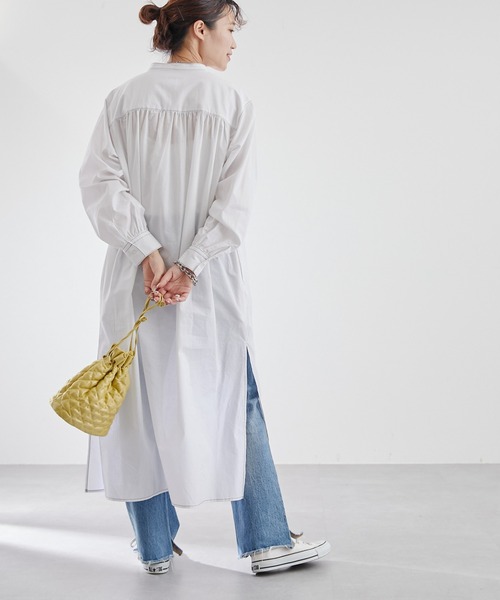 CIAOPANIC TYPY（チャオパニックティピー）の「シャンブレーヨーク切替シャツワンピース（シャツワンピース・レディース・ホワイト/ブルー/オレンジ/イエロー・ONE SIZE）」の8枚目の写真