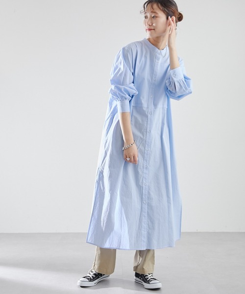 CIAOPANIC TYPY（チャオパニックティピー）の「シャンブレーヨーク切替シャツワンピース（シャツワンピース・レディース・ホワイト/ブルー/オレンジ/イエロー・ONE SIZE）」の13枚目の写真