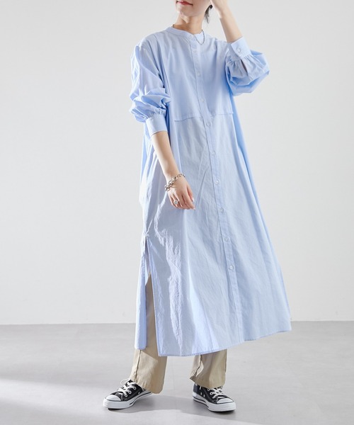 CIAOPANIC TYPY（チャオパニックティピー）の「シャンブレーヨーク切替シャツワンピース（シャツワンピース・レディース・ホワイト/ブルー/オレンジ/イエロー・ONE SIZE）」の14枚目の写真