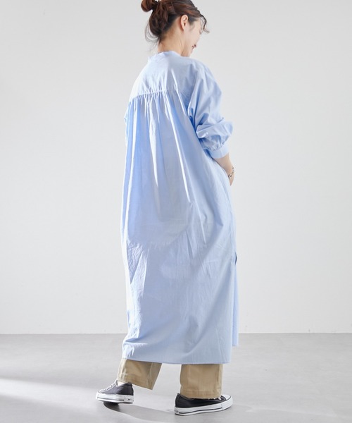 CIAOPANIC TYPY（チャオパニックティピー）の「シャンブレーヨーク切替シャツワンピース（シャツワンピース・レディース・ホワイト/ブルー/オレンジ/イエロー・ONE SIZE）」の16枚目の写真