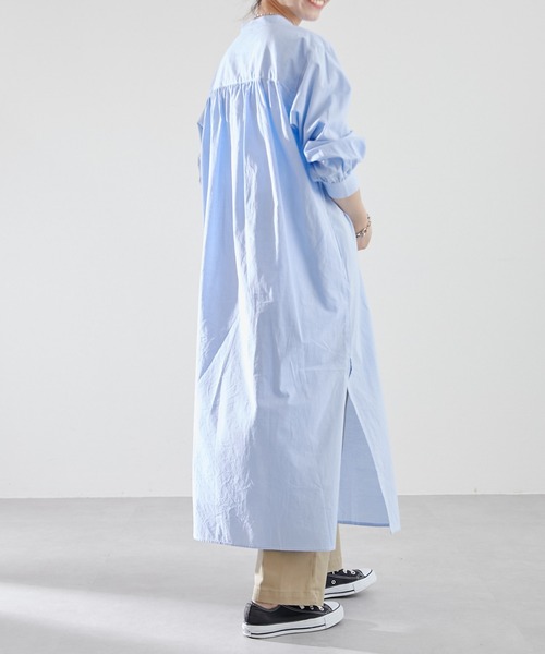 CIAOPANIC TYPY（チャオパニックティピー）の「シャンブレーヨーク切替シャツワンピース（シャツワンピース・レディース・ホワイト/ブルー/オレンジ/イエロー・ONE SIZE）」の17枚目の写真