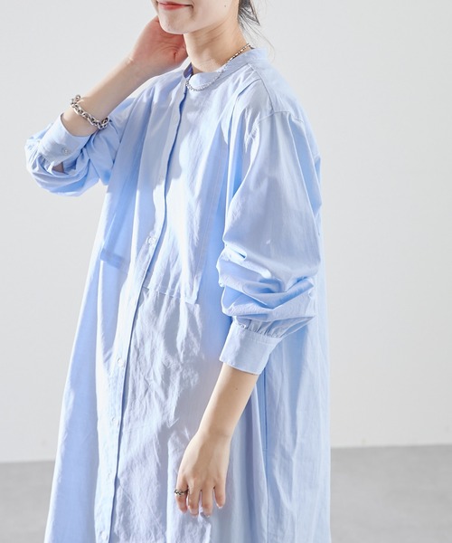 CIAOPANIC TYPY（チャオパニックティピー）の「シャンブレーヨーク切替シャツワンピース（シャツワンピース・レディース・ホワイト/ブルー/オレンジ/イエロー・ONE SIZE）」の20枚目の写真