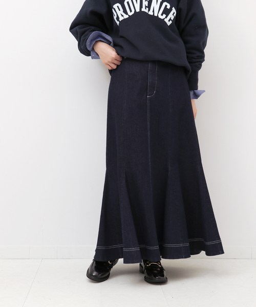 Simplicite(サンプリシテ)の「マーメイドステッチスカート(スカート・レディース・ベージュ/ネイビー/ブルー・FREE)」の2枚目の写真