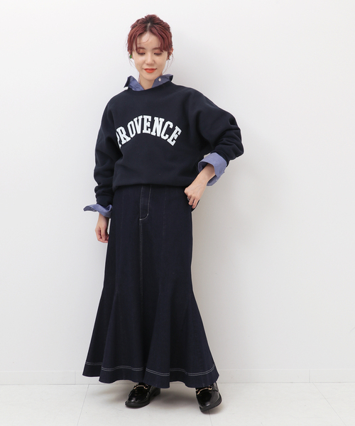 Simplicite(サンプリシテ)の「マーメイドステッチスカート(スカート・レディース・ベージュ/ネイビー/ブルー・FREE)」の9枚目の写真