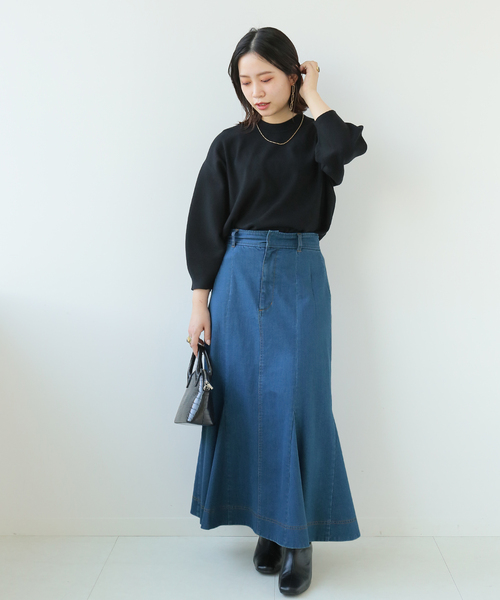 Simplicite(サンプリシテ)の「マーメイドステッチスカート(スカート・レディース・ベージュ/ネイビー/ブルー・FREE)」の14枚目の写真