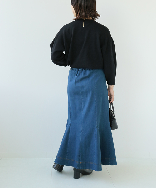 Simplicite(サンプリシテ)の「マーメイドステッチスカート(スカート・レディース・ベージュ/ネイビー/ブルー・FREE)」の15枚目の写真