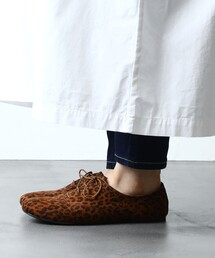 限定展開 レースアップ フラットシューズ/レオパード
