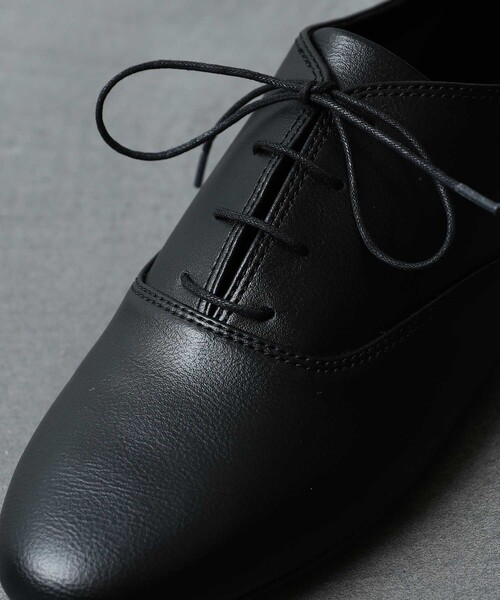 黒のレースアップフラットシューズ セール】限定展開 レースアップ フラットシューズ/レオパード