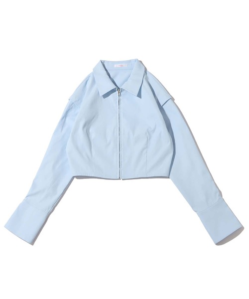 atmos pink(アトモスピンク)の「atmos pink ショート丈 フロントファスナーシャツ(シャツ/ブラウス・レディース・ホワイト/ピンク/サックスブルー・S/M)」の14枚目の写真