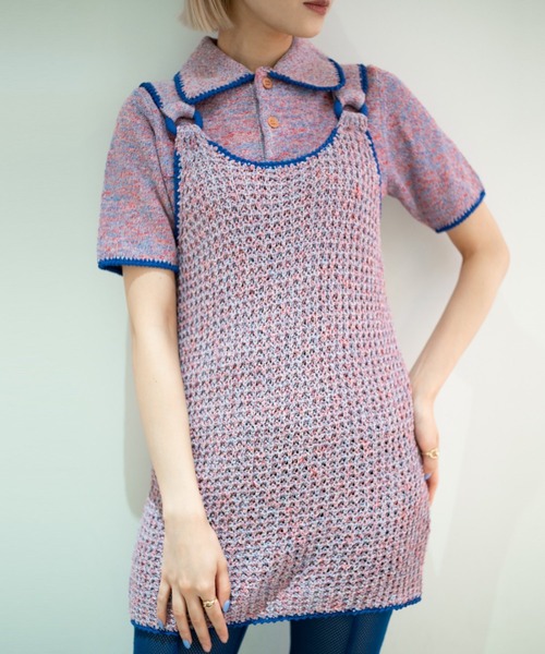 G.V.G.V.(ジーヴィージーヴィー)の「MIXED YARN TUNIC(ニット/セーター・レディース・パープル/グリーン・ONE SIZE)」の2枚目の写真