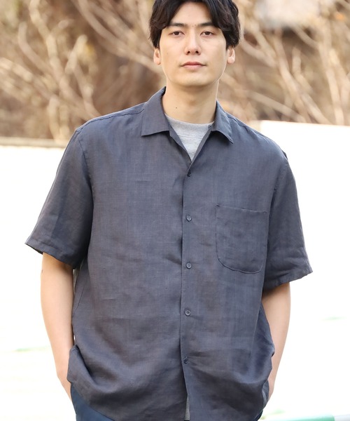 コ*ン様 SEVEN BY SEVEN open collar shirts s SEVEN BY SEVEN OPEN COLLAR SHEER SHIRTS S/S - BLUE - PURAS