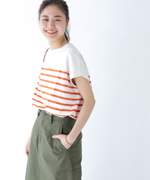 JOURNAL STANDARD relume(ジャーナルスタンダード レリューム)の「USAコットンパネルボーダーフレンチ(Tシャツ/カットソー・レディース・ブラック/オレンジ/ブルー・FREE)」の18枚目の写真