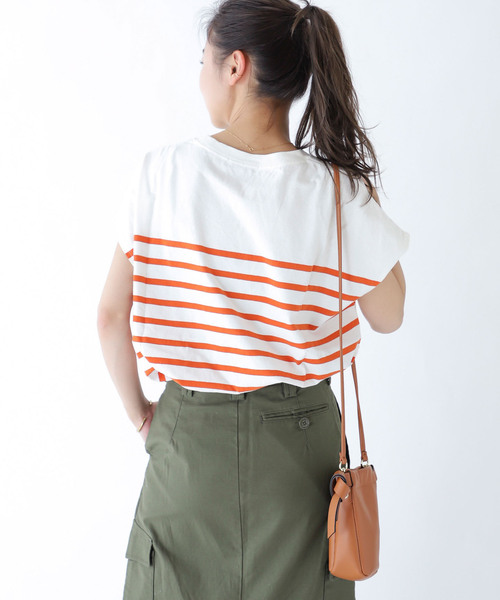 JOURNAL STANDARD relume(ジャーナルスタンダード レリューム)の「USAコットンパネルボーダーフレンチ(Tシャツ/カットソー・レディース・ブラック/オレンジ/ブルー・FREE)」の16枚目の写真
