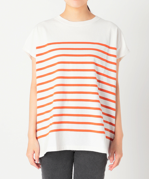 JOURNAL STANDARD relume(ジャーナルスタンダード レリューム)の「USAコットンパネルボーダーフレンチ(Tシャツ/カットソー・レディース・ブラック/オレンジ/ブルー・FREE)」の4枚目の写真