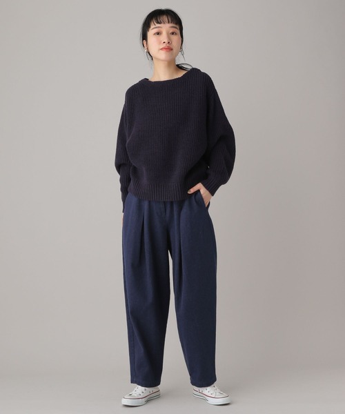 studio CLIP（スタディオクリップ）の「《Natural by studio CLIP》ツイルタックコクーンパンツ（その他パンツ・レディース・アイボリー/ネイビー・FREE）」の6枚目の写真