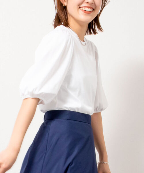 NOLLEY’S(ノーリーズ)の「液アン加工5分袖プルオーバーカットソー(Tシャツ/カットソー・レディース・チャコールグレー/ネイビー/オフホワイト/ライトグリーン/ラベンダー/ロイヤルブルー/ホワイト系5/ブラック系その他3・38)」の2枚目の写真