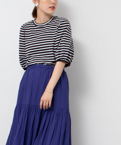 NOLLEY’S(ノーリーズ)の「液アン加工5分袖プルオーバーカットソー(Tシャツ/カットソー・レディース・チャコールグレー/ネイビー/オフホワイト/ライトグリーン/ラベンダー/ロイヤルブルー/ホワイト系5/ブラック系その他3・38)」の4枚目の写真