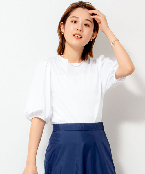 NOLLEY’S(ノーリーズ)の「液アン加工5分袖プルオーバーカットソー(Tシャツ/カットソー・レディース・チャコールグレー/ネイビー/オフホワイト/ライトグリーン/ラベンダー/ロイヤルブルー/ホワイト系5/ブラック系その他3・38)」の10枚目の写真