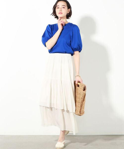 NOLLEY’S(ノーリーズ)の「液アン加工5分袖プルオーバーカットソー(Tシャツ/カットソー・レディース・チャコールグレー/ネイビー/オフホワイト/ライトグリーン/ラベンダー/ロイヤルブルー/ホワイト系5/ブラック系その他3・38)」の14枚目の写真