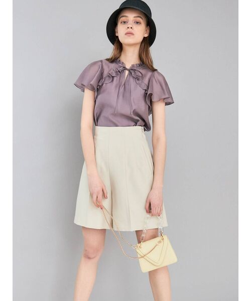 MERCURYDUO（マーキュリーデュオ）の「ハイウエストショートパンツ（その他パンツ・レディース・アイボリー/ダークブラウン/ミント・FREE）」の7枚目の写真