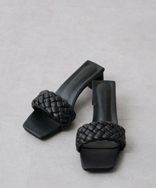 Chez toi（シェトワ）の「編み込みヒールサンダル（サンダル・レディース・ブラック/ベージュ/オフホワイト・S/M/L）」の2枚目の写真