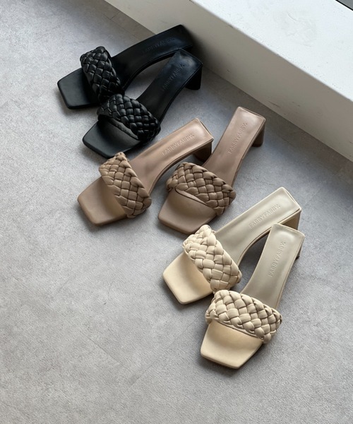 Chez toi（シェトワ）の「編み込みヒールサンダル（サンダル・レディース・ブラック/ベージュ/オフホワイト・S/M/L）」の10枚目の写真