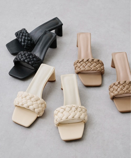 Chez toi（シェトワ）の「編み込みヒールサンダル（サンダル・レディース・ブラック/ベージュ/オフホワイト・S/M/L）」の11枚目の写真