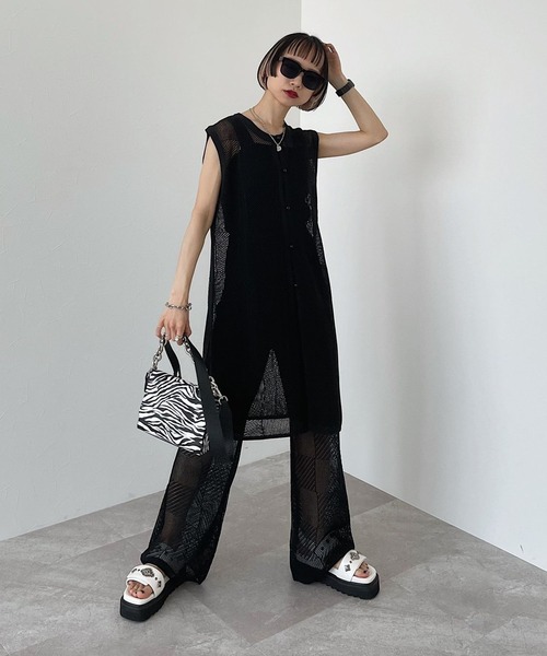 PAGEBOY（ページボーイ）の「メッシュイージーパンツ（その他パンツ・レディース・ブラック/オフホワイト/ターコイズブルー・FREE）」の9枚目の写真