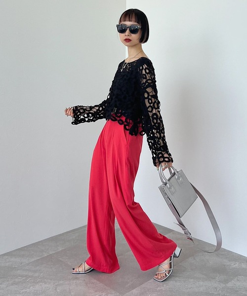 PAGEBOY(ページボーイ)の「CORE / クロシェショートプルオーバー(ニット/セーター・レディース・オフホワイト/ブラック・FREE)」の8枚目の写真