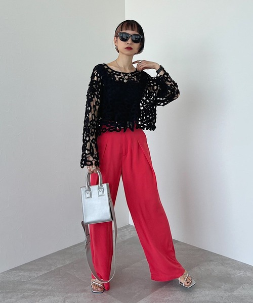 PAGEBOY(ページボーイ)の「CORE / クロシェショートプルオーバー(ニット/セーター・レディース・オフホワイト/ブラック・FREE)」の9枚目の写真