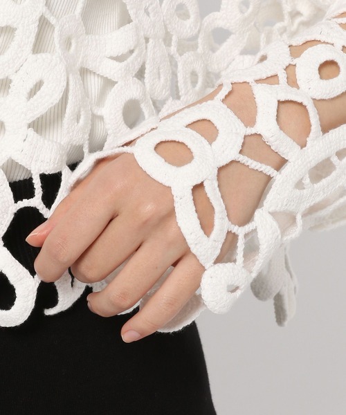 PAGEBOY(ページボーイ)の「CORE / クロシェショートプルオーバー(ニット/セーター・レディース・オフホワイト/ブラック・FREE)」の15枚目の写真