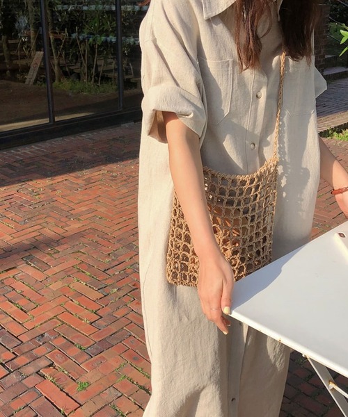 VitaFelice（ヴィータフェリーチェ）の「ロングシャツワンピース（ワンピース・レディース・チャコールグレー/ホワイト系その他/イエロー・FREE）」の11枚目の写真