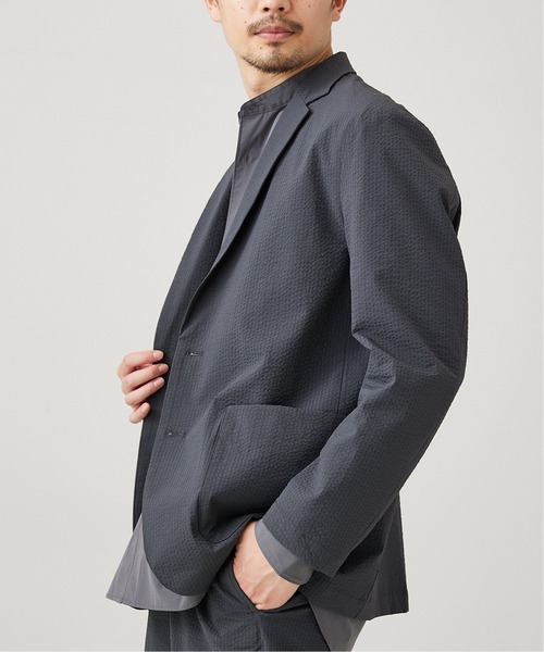 417 EDIFICE(フォーワンセブンエディフィス)の「【COOL FIBER / クールファイバー】サッカージャケット(テーラードジャケット・メンズ・グレー/ベージュ/ネイビー・SMALL/MEDIUM/LARGE)」の7枚目の写真