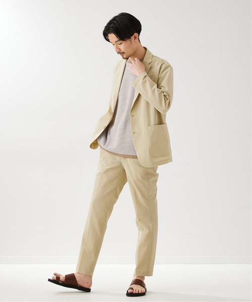 417 EDIFICE(フォーワンセブンエディフィス)の「【COOL FIBER / クールファイバー】サッカージャケット(テーラードジャケット・メンズ・グレー/ベージュ/ネイビー・SMALL/MEDIUM/LARGE)」の8枚目の写真