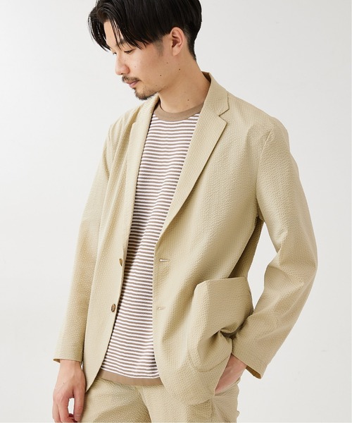 417 EDIFICE(フォーワンセブンエディフィス)の「【COOL FIBER / クールファイバー】サッカージャケット(テーラードジャケット・メンズ・グレー/ベージュ/ネイビー・SMALL/MEDIUM/LARGE)」の11枚目の写真