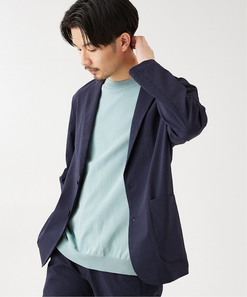 417 EDIFICE(フォーワンセブンエディフィス)の「【COOL FIBER / クールファイバー】サッカージャケット(テーラードジャケット・メンズ・グレー/ベージュ/ネイビー・SMALL/MEDIUM/LARGE)」の14枚目の写真