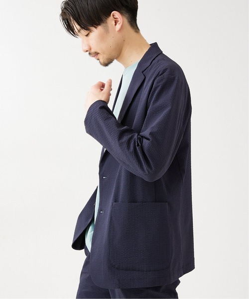 417 EDIFICE(フォーワンセブンエディフィス)の「【COOL FIBER / クールファイバー】サッカージャケット(テーラードジャケット・メンズ・グレー/ベージュ/ネイビー・SMALL/MEDIUM/LARGE)」の15枚目の写真