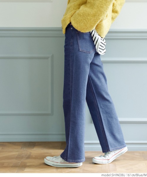 coca(coca)(コカ)の「セミワイドストレッチデニム(デニムパンツ・レディース・ブルー・M/L)」の4枚目の写真