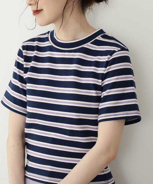 N.（N. Natural Beauty Basic）（エヌエヌナチュラルビューティーベーシック）の「◆モックネックコンパクトＴシャツ（Tシャツ/カットソー・レディース・ネイビー/グリーン・MEDIUM）」の9枚目の写真