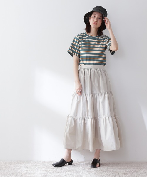 N.（N. Natural Beauty Basic）（エヌエヌナチュラルビューティーベーシック）の「◆モックネックコンパクトＴシャツ（Tシャツ/カットソー・レディース・ネイビー/グリーン・MEDIUM）」の4枚目の写真