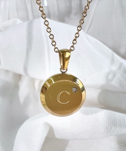blackdia ocean CZイニシャルコインネックレス（ネックレス