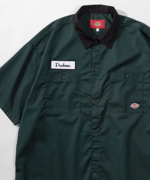 Dickies(ディッキーズ)の「【Dickies/ディッキーズ】ビッグシルエット T/Cツイル ワンポイント ワッペン ワークシャツ/ クレリック 半袖シャツ(シャツ/ブラウス・メンズ・アイボリー/ブラック/ベージュ/グリーン・XL/M/L)」の11枚目の写真
